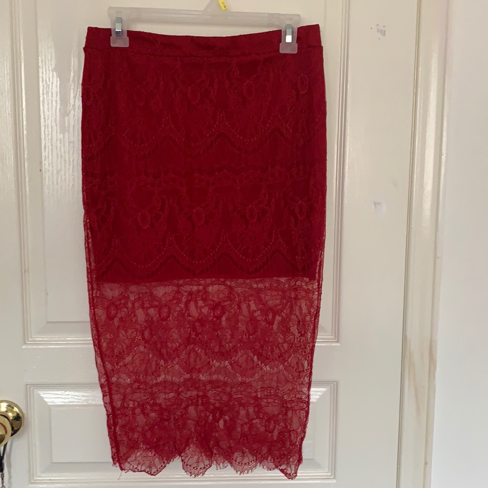 Red lace skirt
